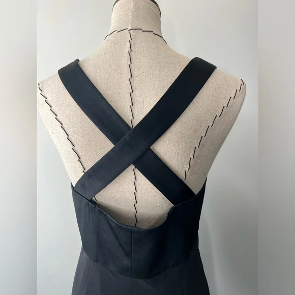 Donna Morgan Black Formal Evening Midi Dress sz 10 Sequins Embroidered Chiffon - Picture 7 of 8